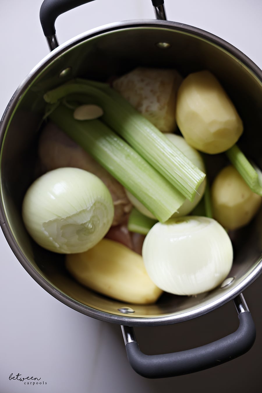 all the vegetables added to the pot