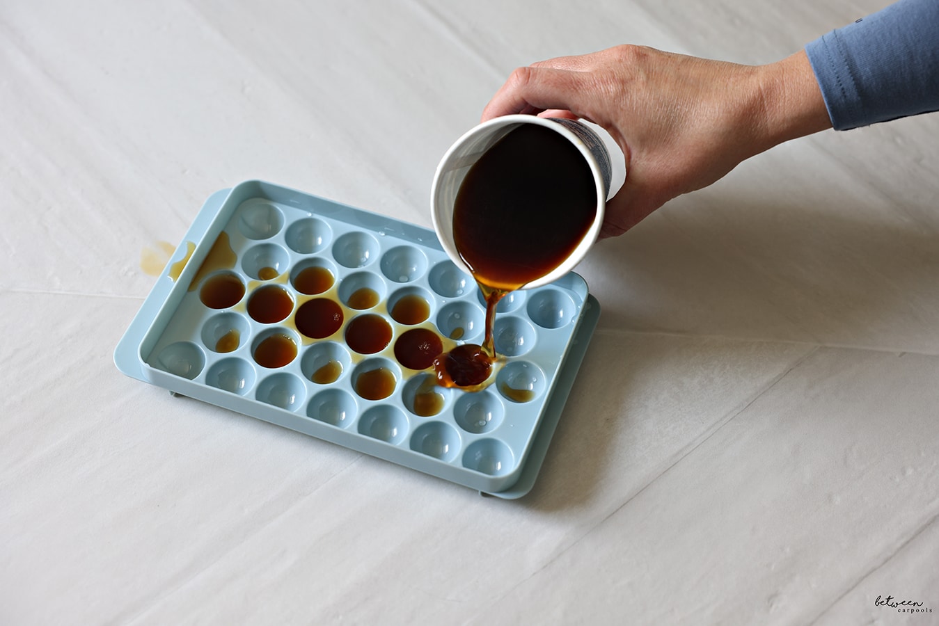 pouring brewed coffee into Ice Balls Ice Tray
