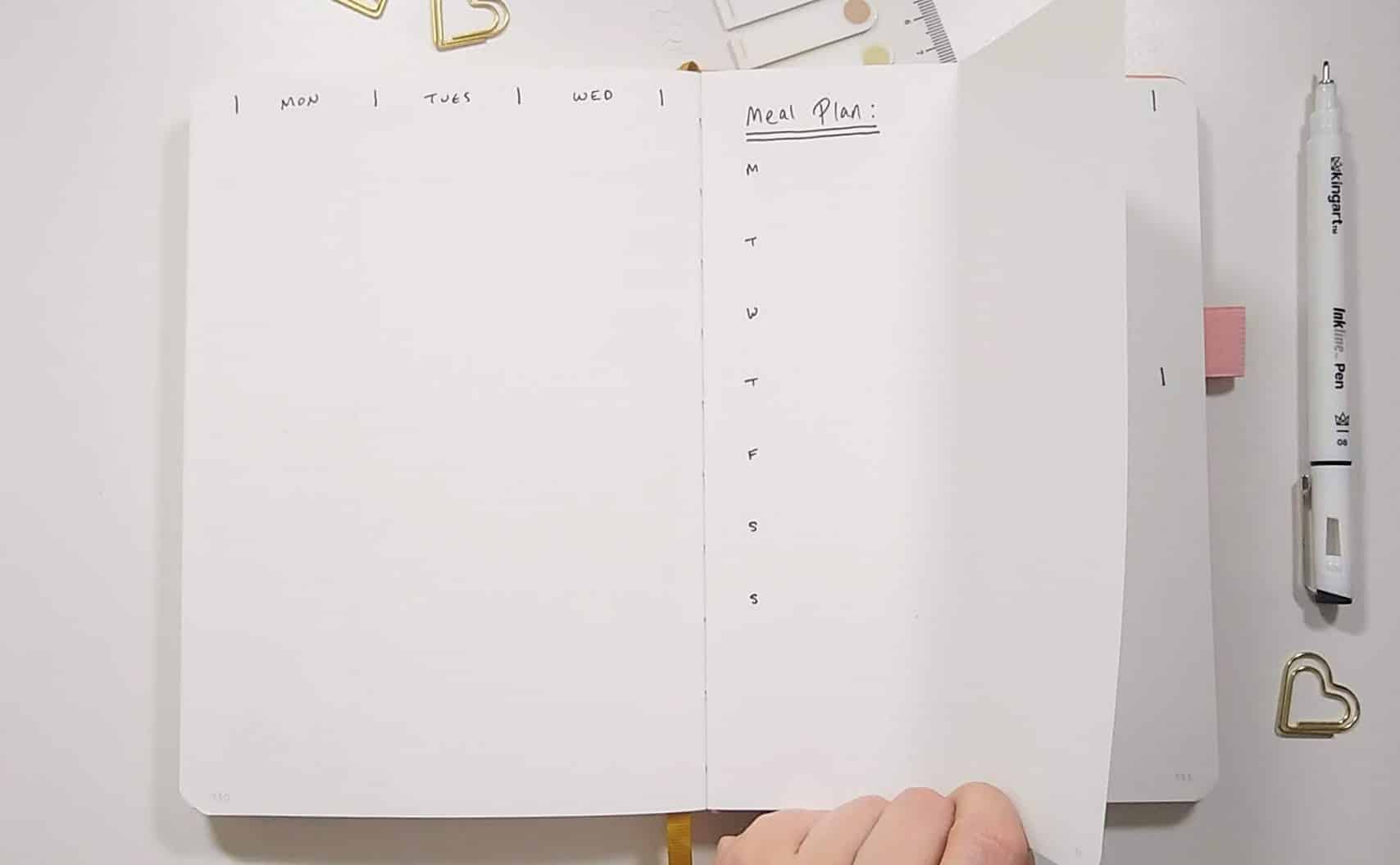 Meal plan on middle flap