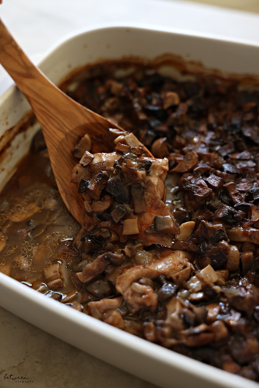 Baked mushroom braised chicken.