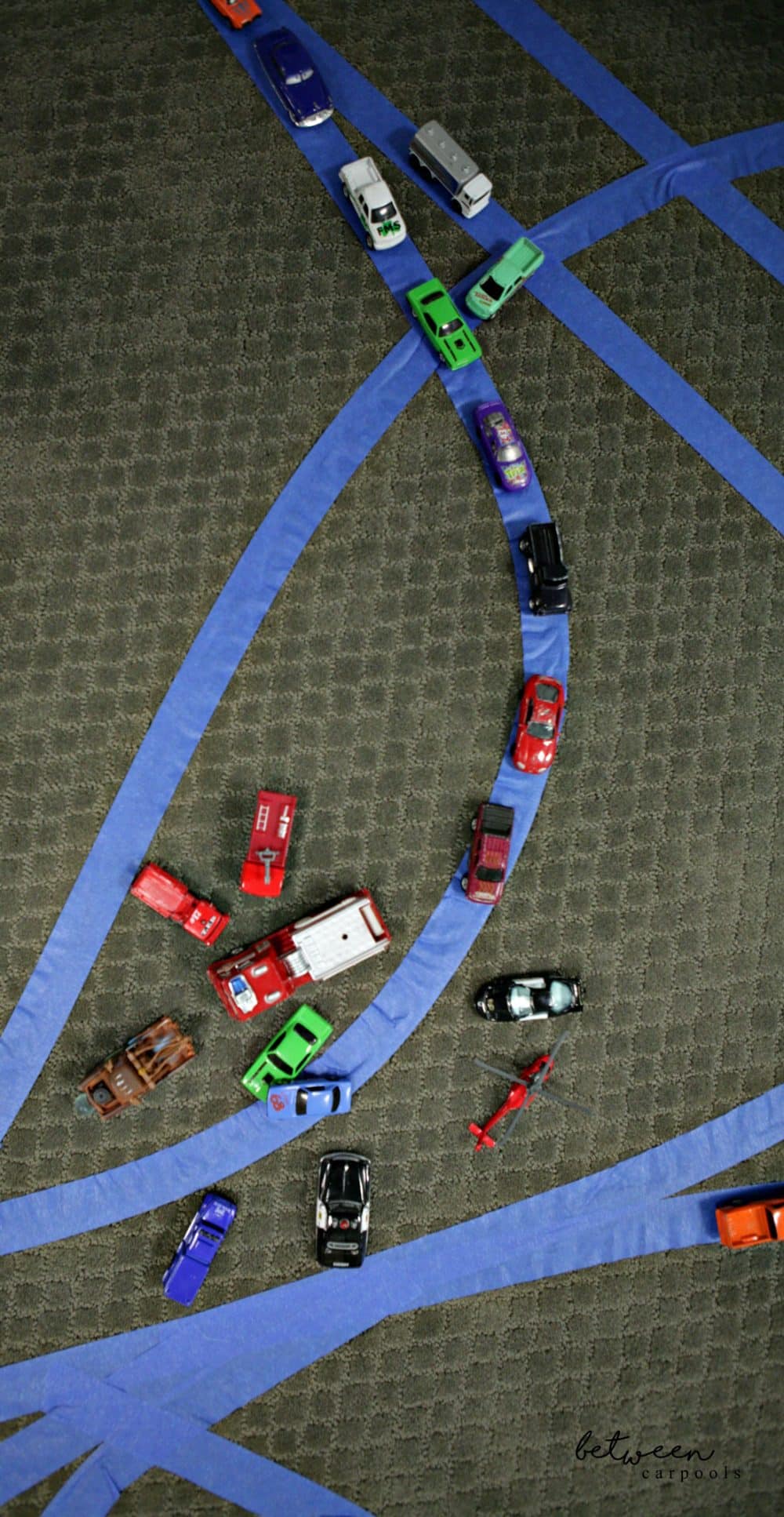 Boy's Tape Car Tracks. Stuck Indoors? The Best Boys’ Activity for a Rainy Day