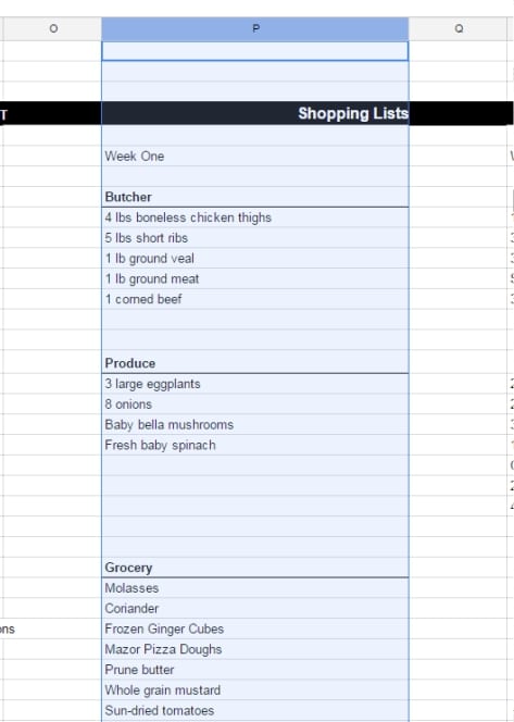 shopping list using google sheets free template