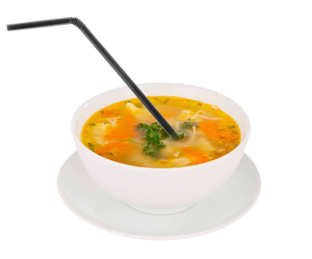 Eating soup with a straw