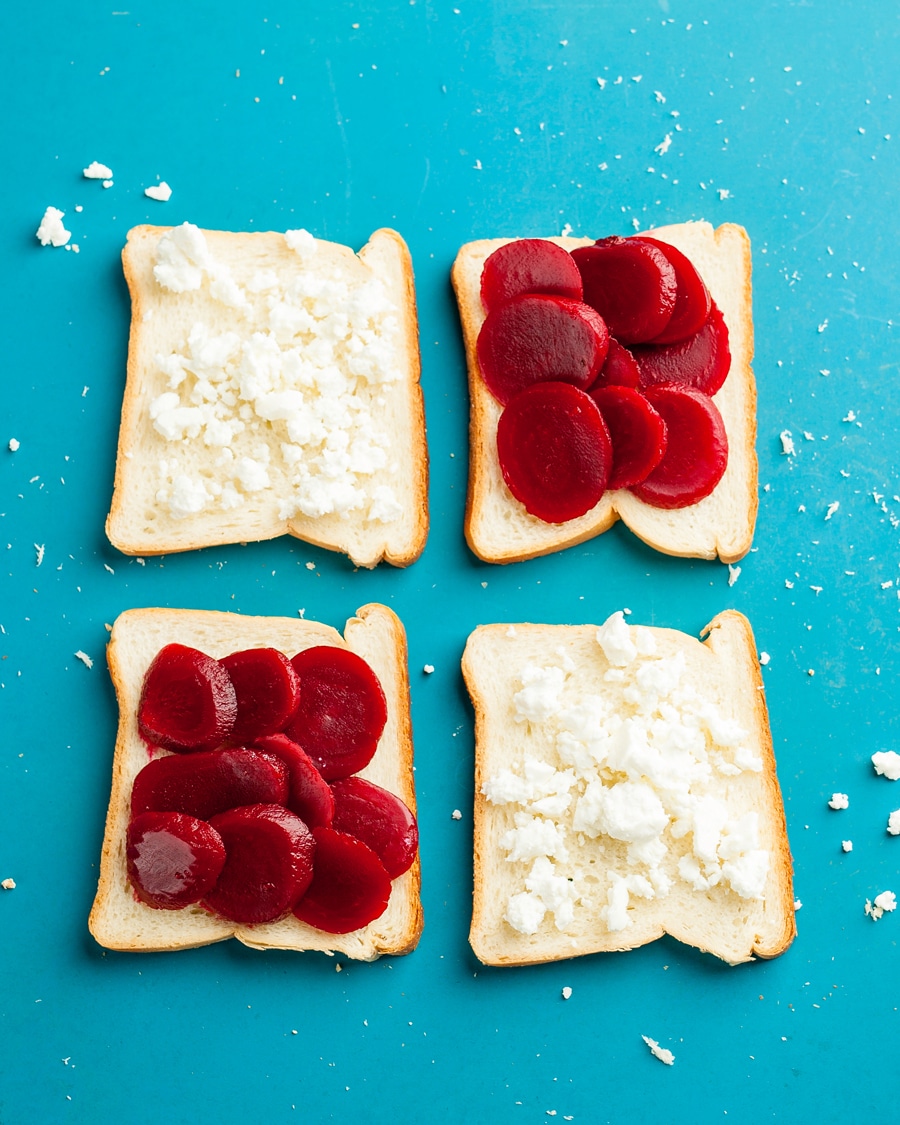 Cooking in a Hotel Room? 9 Ways to Use Your Sandwich Maker - Kosher Beets and Feta Toast using a Sandwich Maker