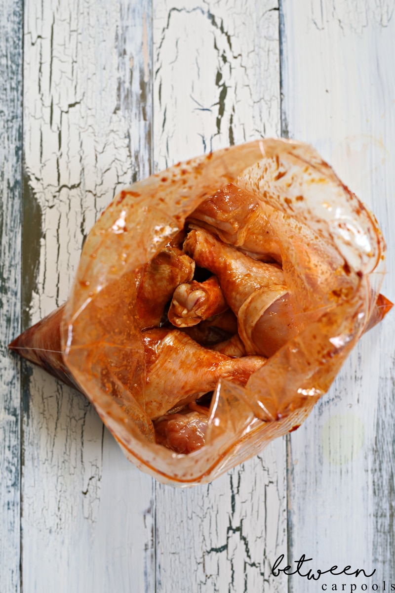 Dinner Done! Shake n’ Bake Crispy Chicken Drumsticks. It’s only three minutes until these chicken drumsticks are in the oven (and nothing to clean up!)