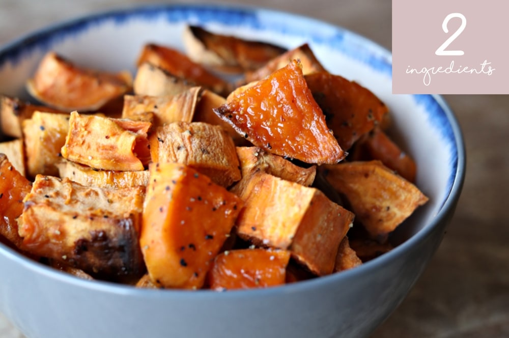 Two-Ingredient Side Dishes: Maple Sweet Potatoes These are the side dishes you’ll make the most often in the least amount of time.