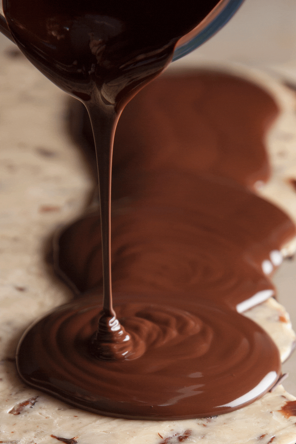 Pouring the chocolate for Irresistible Toffee