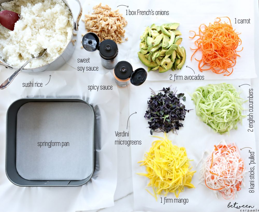 kosher sushi salad ingredients and recipe on between carpools.