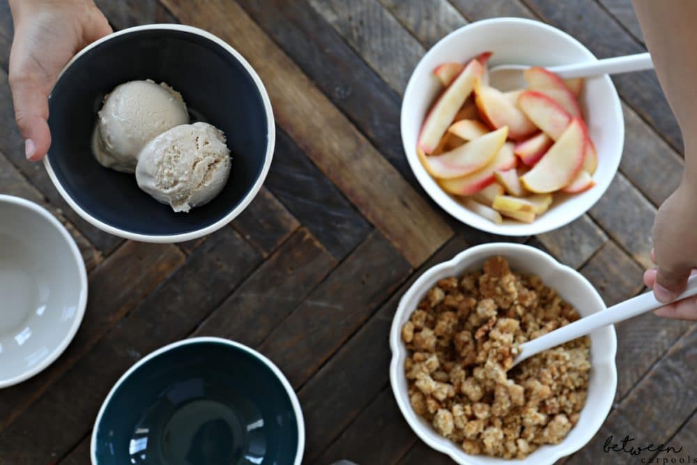 victoria making apple crumble sundaes