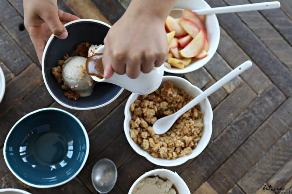 victoria making apple crumble sundaes