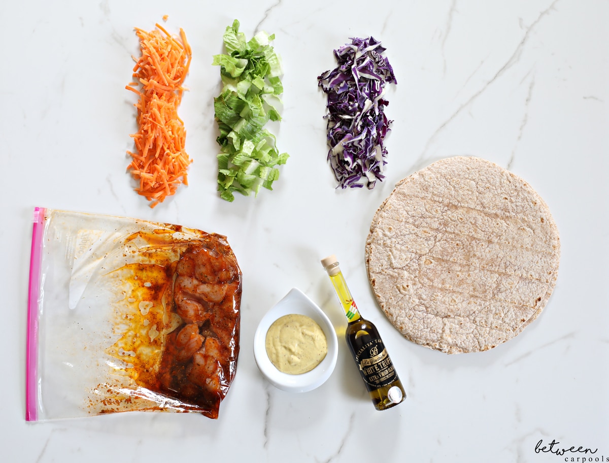 Ingredients for Chicken Wraps with Special Sauce