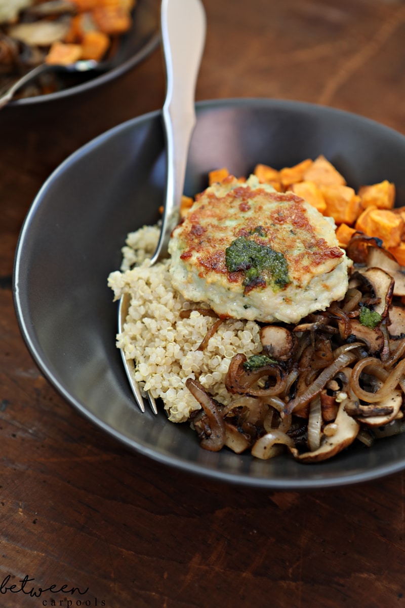 chicken patties quinoa bowl