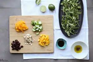 mango salad with silan and lime dressing