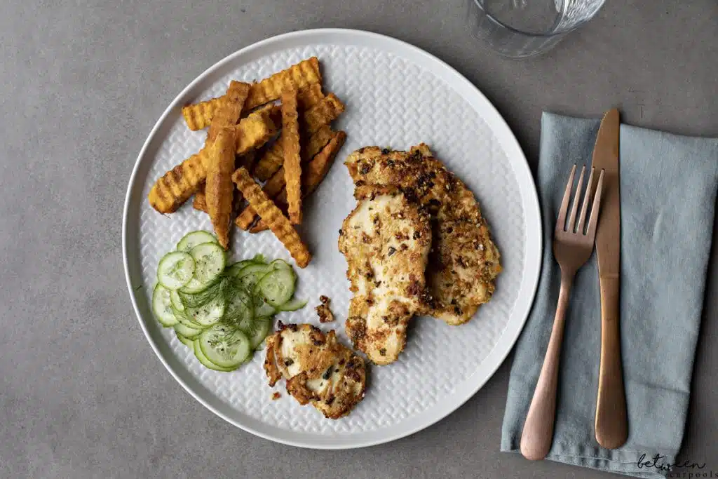 Grilled Chicken Schnitzel - It’s Not Fried But It’s So Good No One Minds. Your kids love chicken cutlets, but they really prefer them breaded and fried. This version of grilled chicken is so flavorful, they won’t mind that you didn’t fry them.