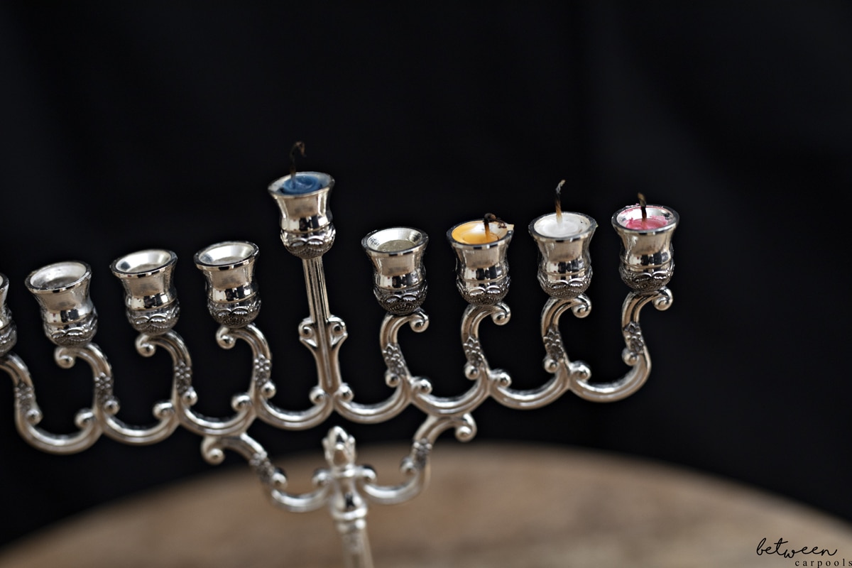 wax candles in menorah