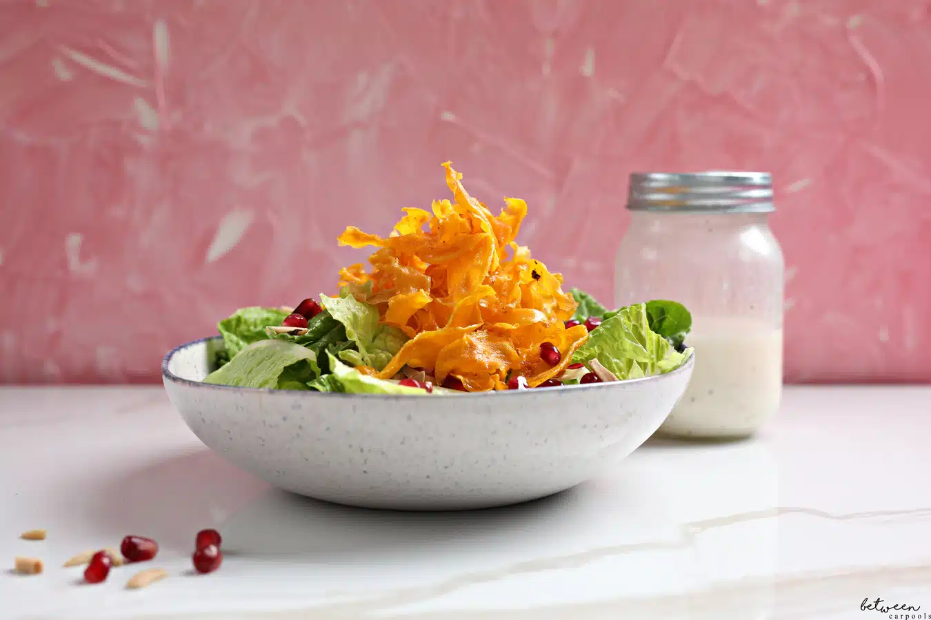 We Polished off Aunt Ruchy’s Sweet Potato Chips Salad. Sure, you can make it all year if you like, but this salad is absolutely perfect for Pesach.