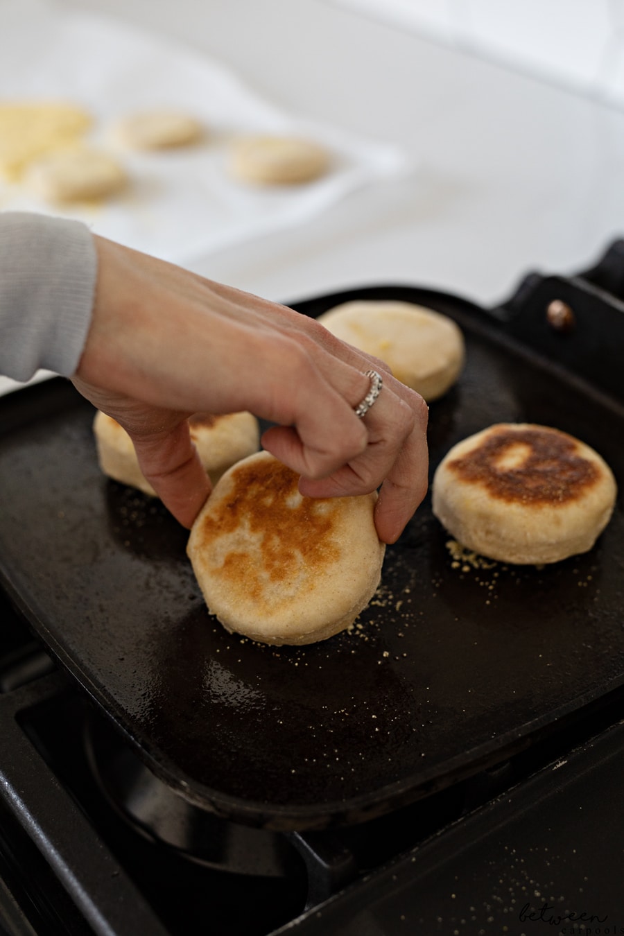 Do You Love English Muffins, Split Open and Toasted with Melted Butter? Then Click Here. Make your own English muffins...then sit down to enjoy ‘em while they’re hot.