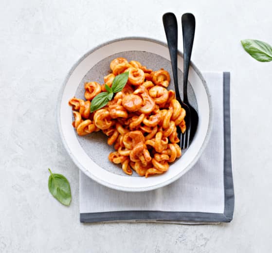 Tomato Cream Sauce Pasta in a bowl