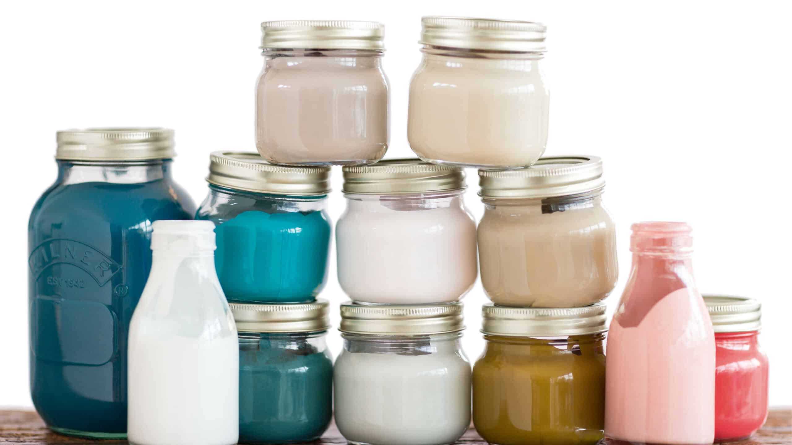 paint in mason jars