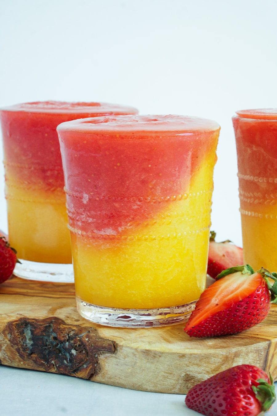 Peach and Strawberry Wine Slushy Cocktails - Between Carpools