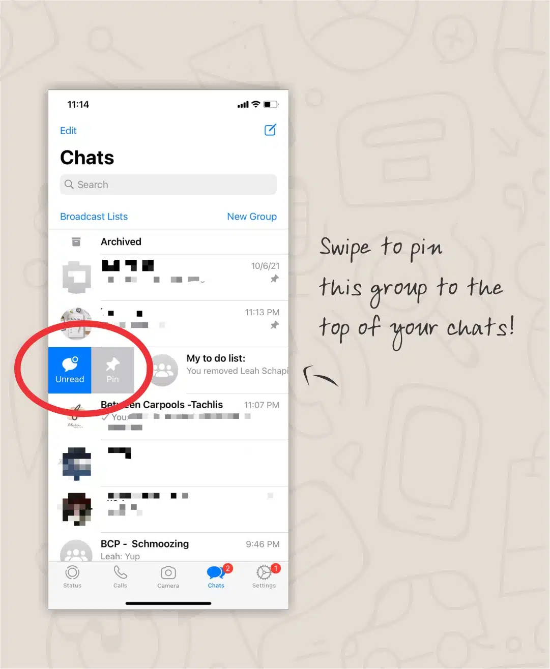 how to make a whatsapp to list