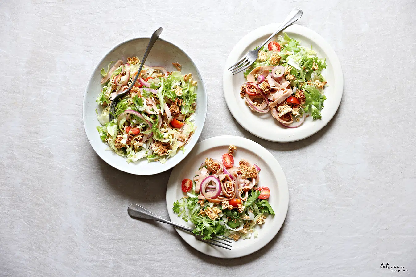 Ramen Crunch Salad with Turkey - Between Carpools