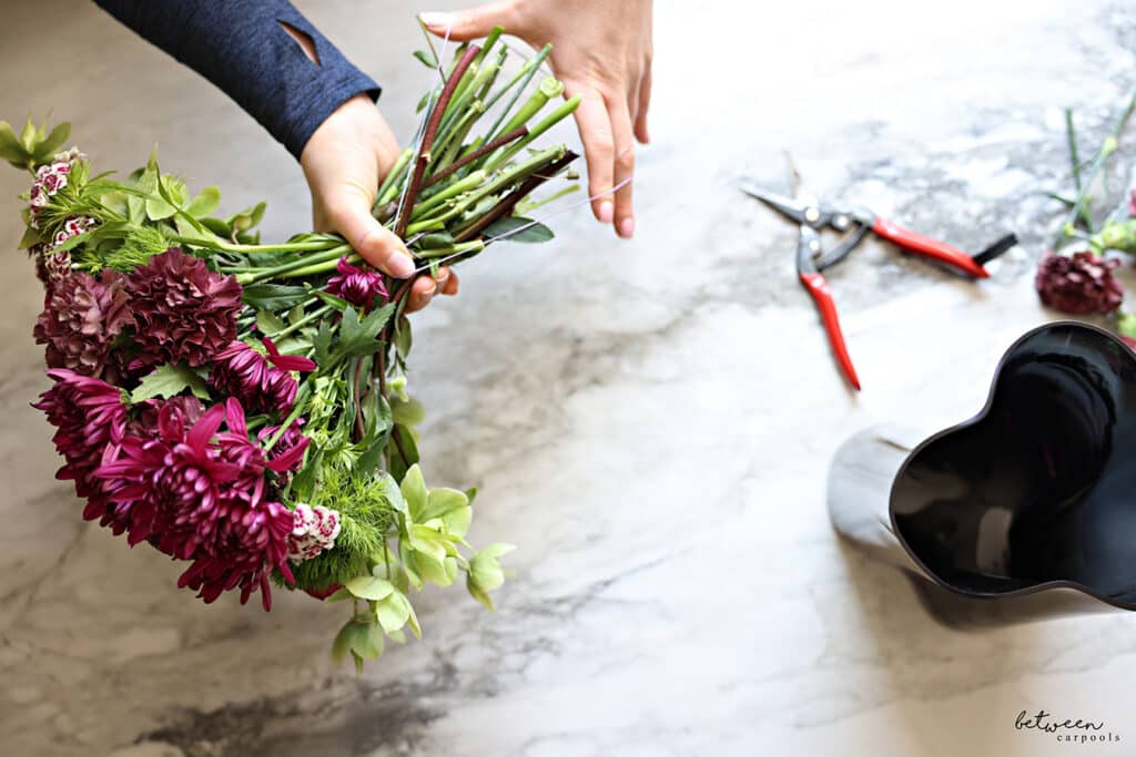 Make Your Cut Flowers Last Longer! Step One: Rubber Bands