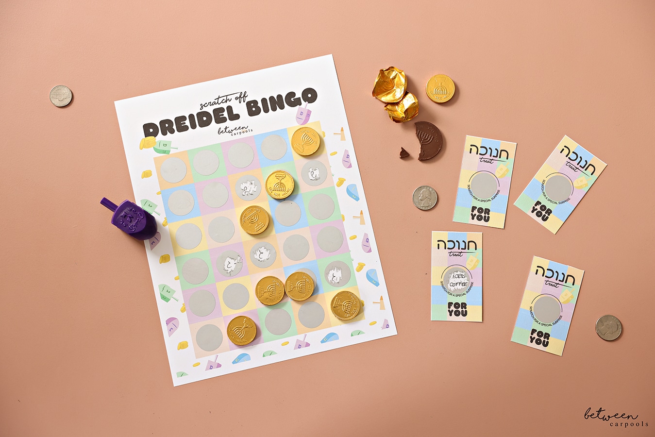 Chanukah scratch off game. Hannukah games for families