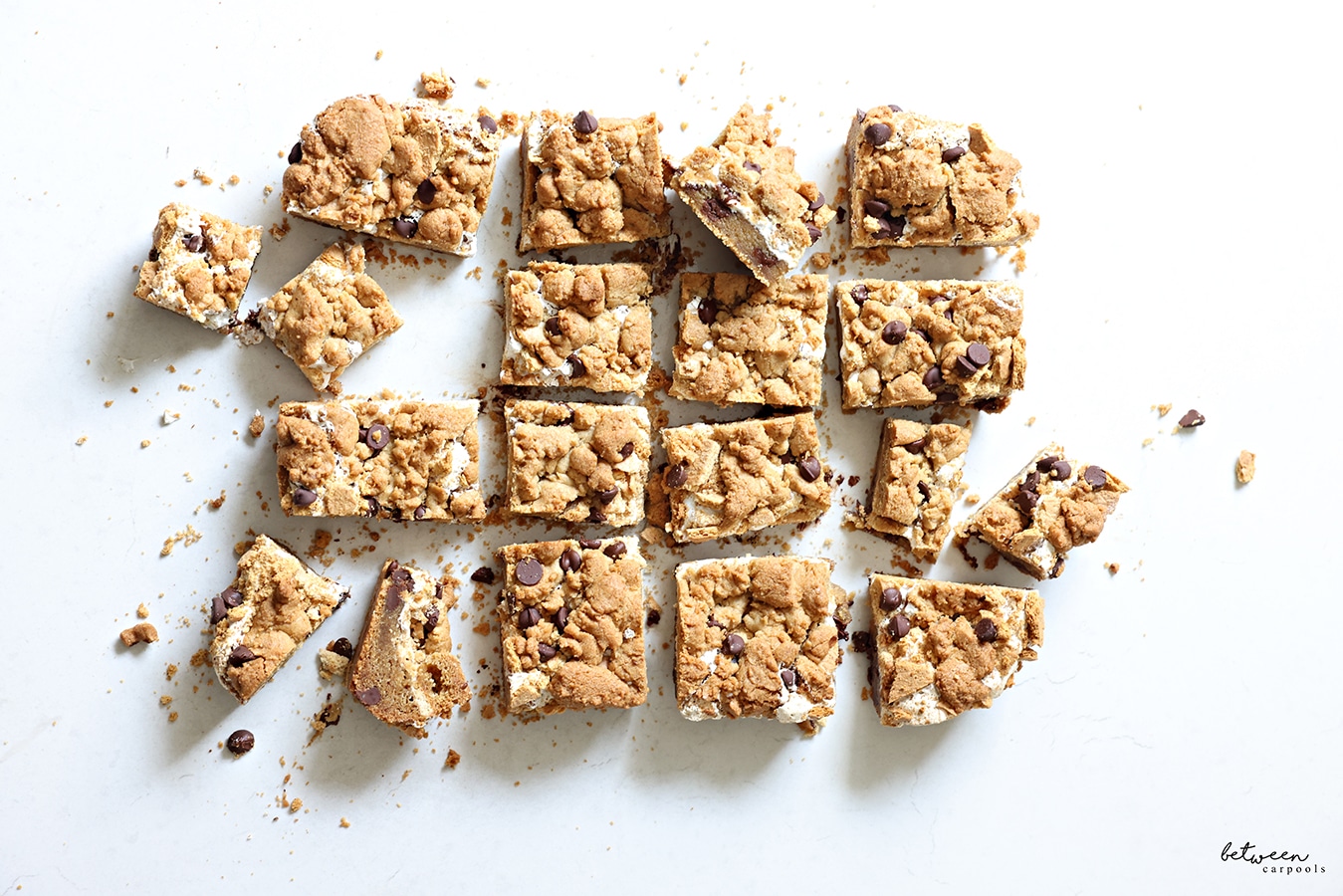 Easy Oven S'mores Bars sliced into squares.