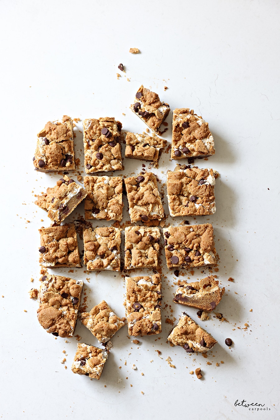 Easy Oven S'mores Bars sliced into squares.