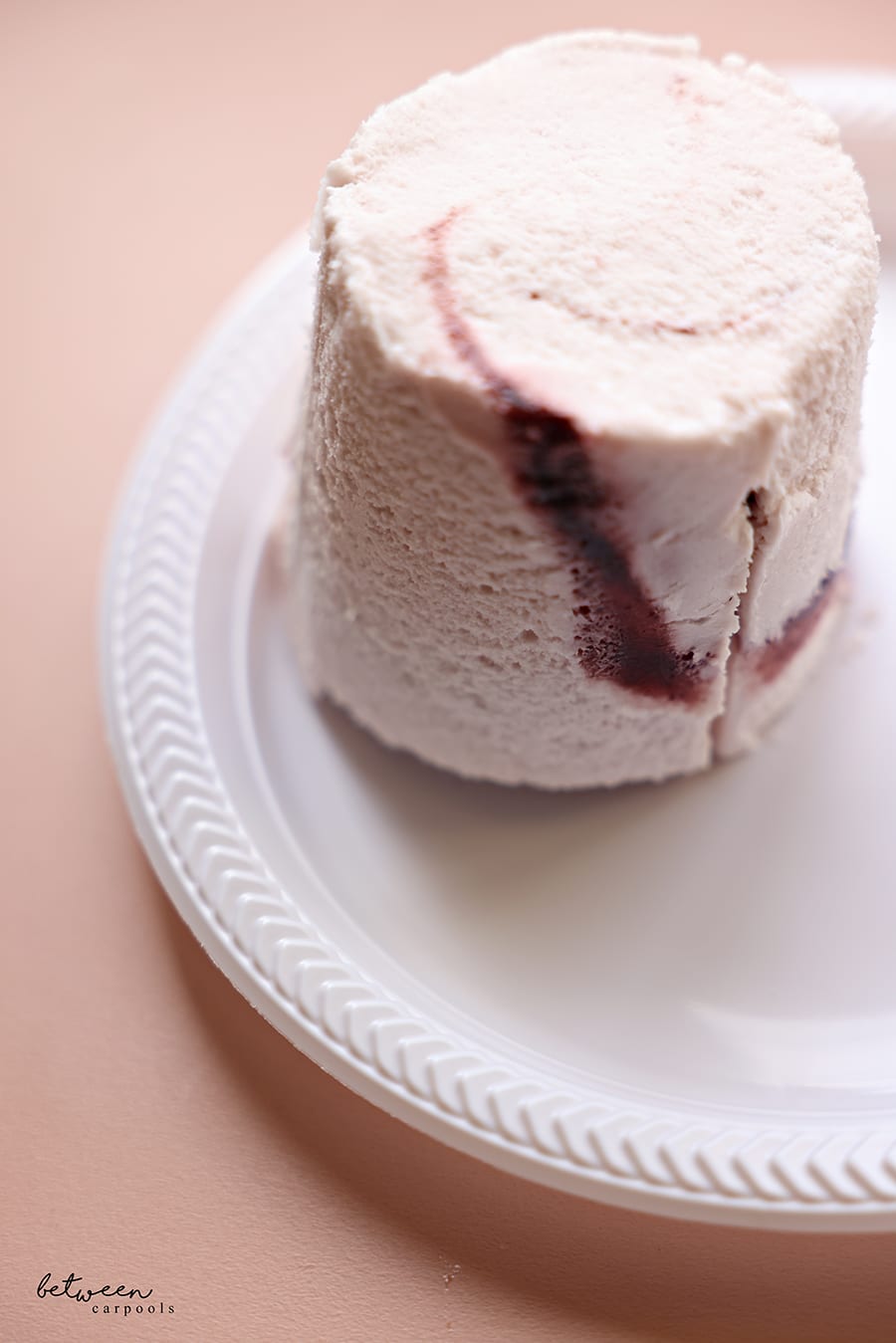 Pint of ice cream on a plate; the bottom being the top