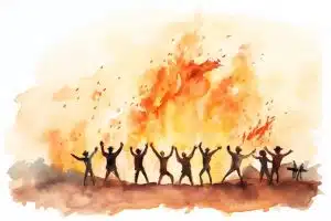 dancing around a Lag B'Omer fire