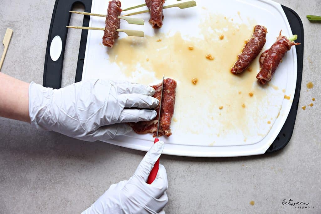 once rolled to half the meat, cut