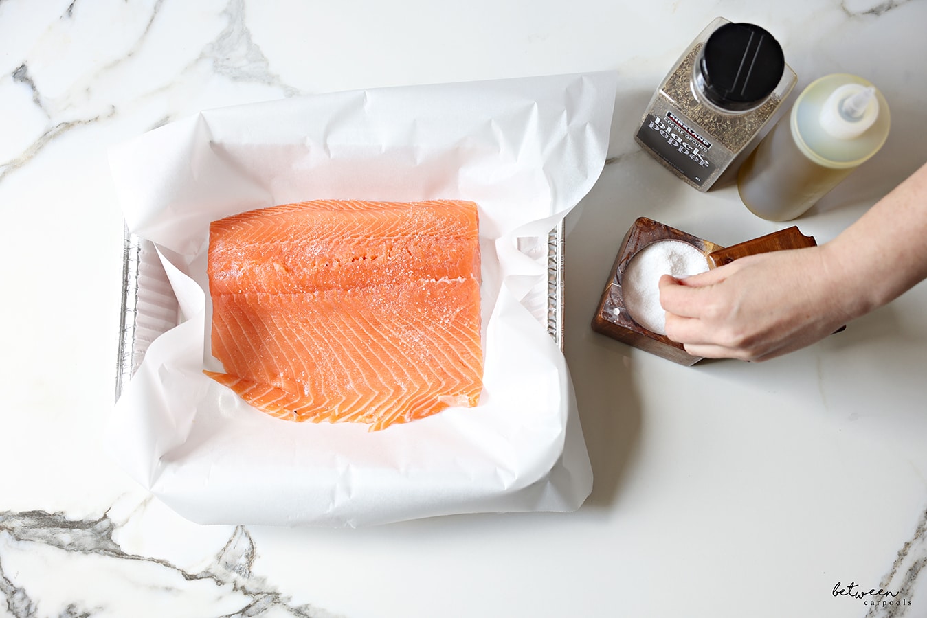 salt and pepper and a drizzle of olive oil