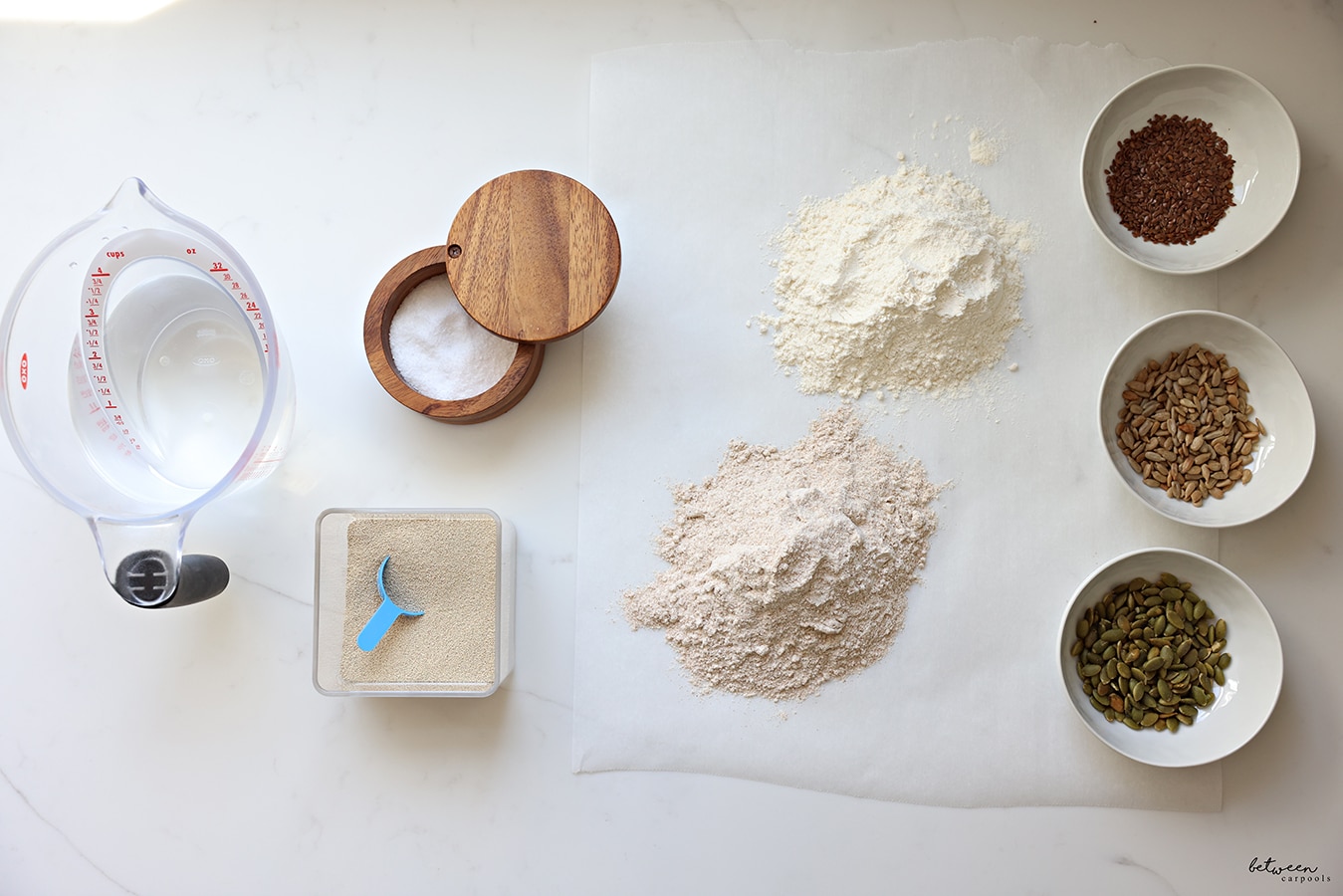 flour, yeast, and salt