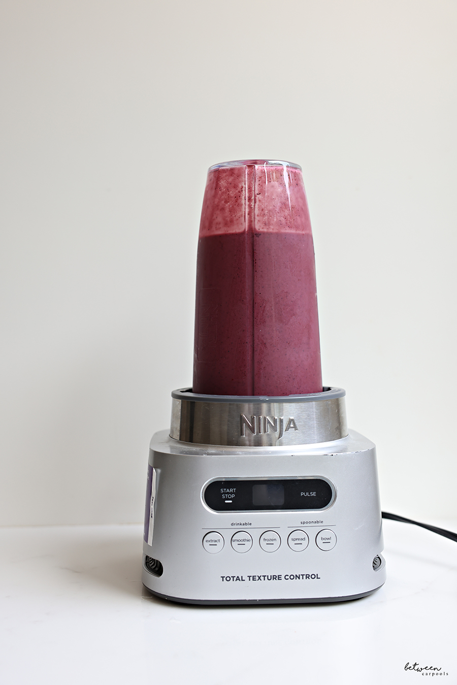 Ninja blender with cherry berry smoothie
