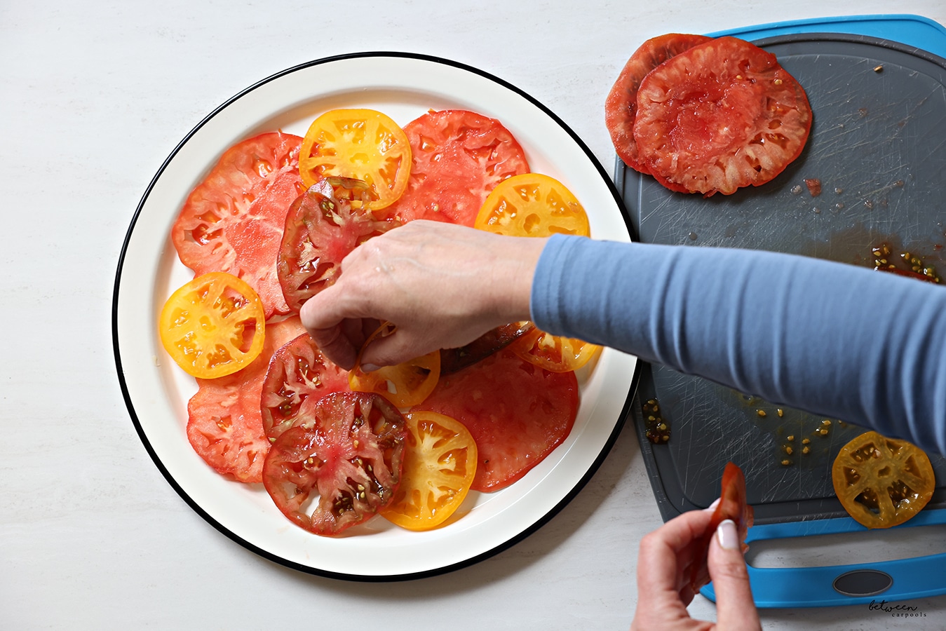 placing them - Carpaccio style - on a round plate