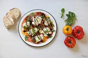 with sourdough and microgreens