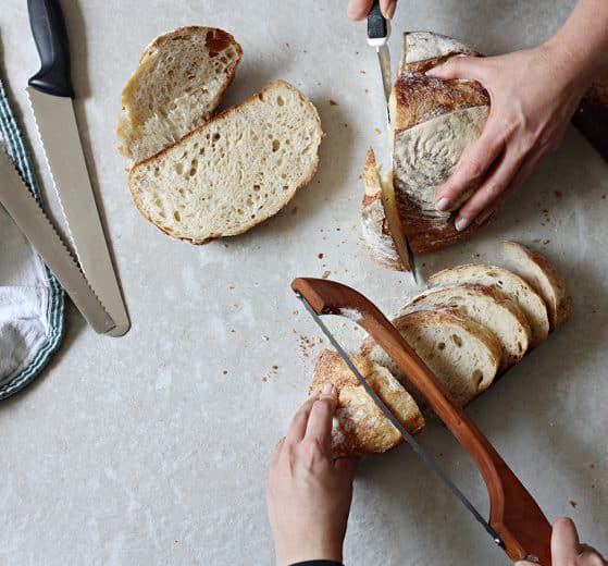 #3 Pick: Solid Oak Bow Bread Knife