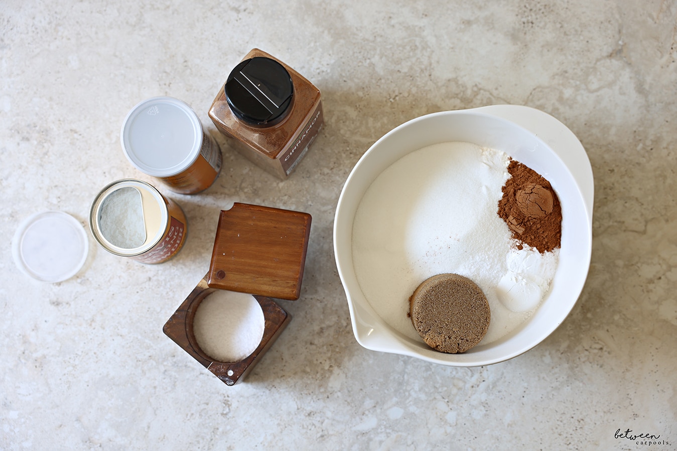 Dry ingredients in a mixing bowl