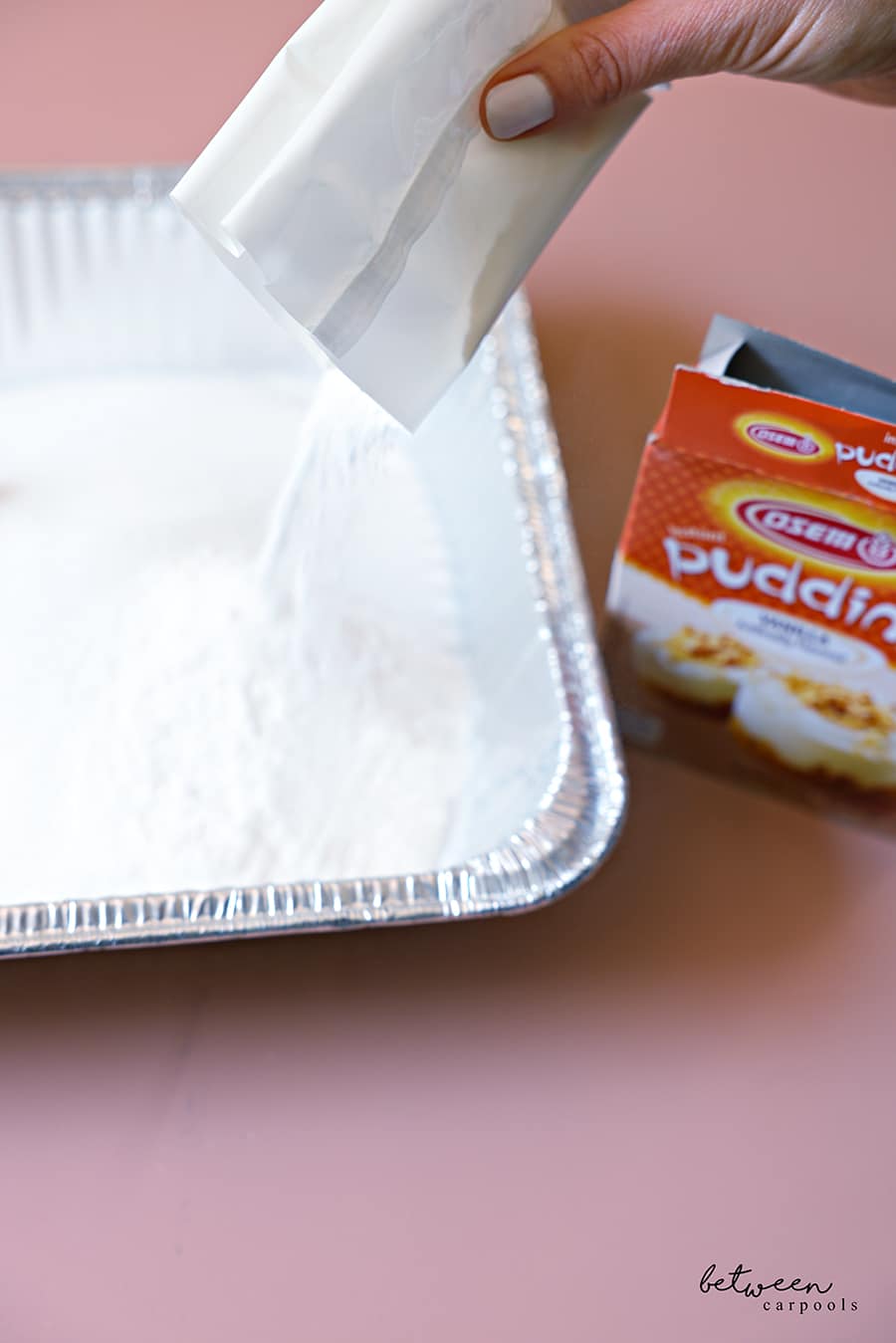 All dry ingredients in 9x13 disposable foil pan.