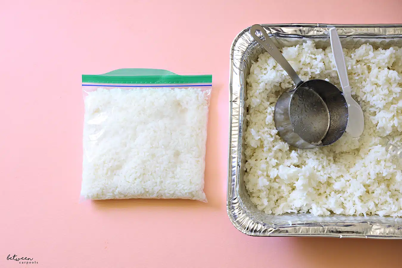 Rice in a Ziploc bag laid flat
