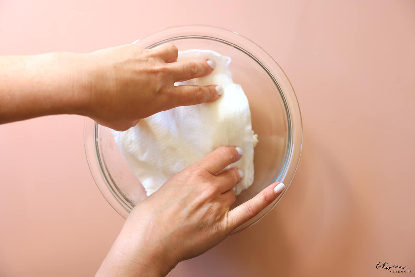 Ziploc bag of rice from freezer in a microwave safe glass bowl.