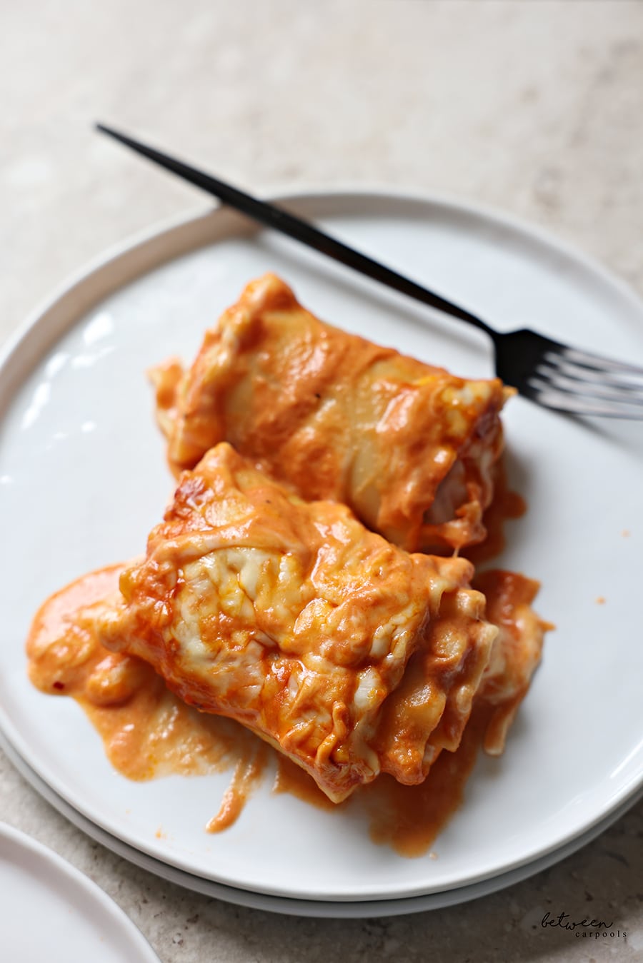 Lasagna Roll-Ups, plated.