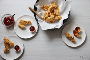 Batter Fried Chicken Fingers With Tangy Dipping Sauce
