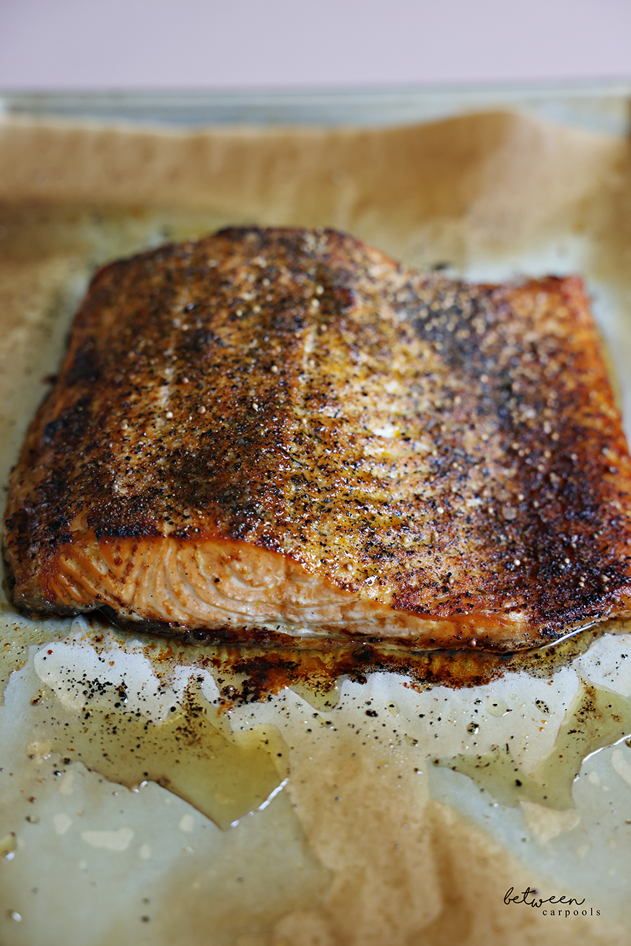 Baked salmon with Magic Salmon Seasoning.