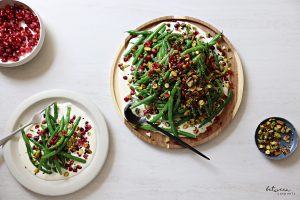 Feta Green Beans with Pomegranate and Pistachio Crunch
