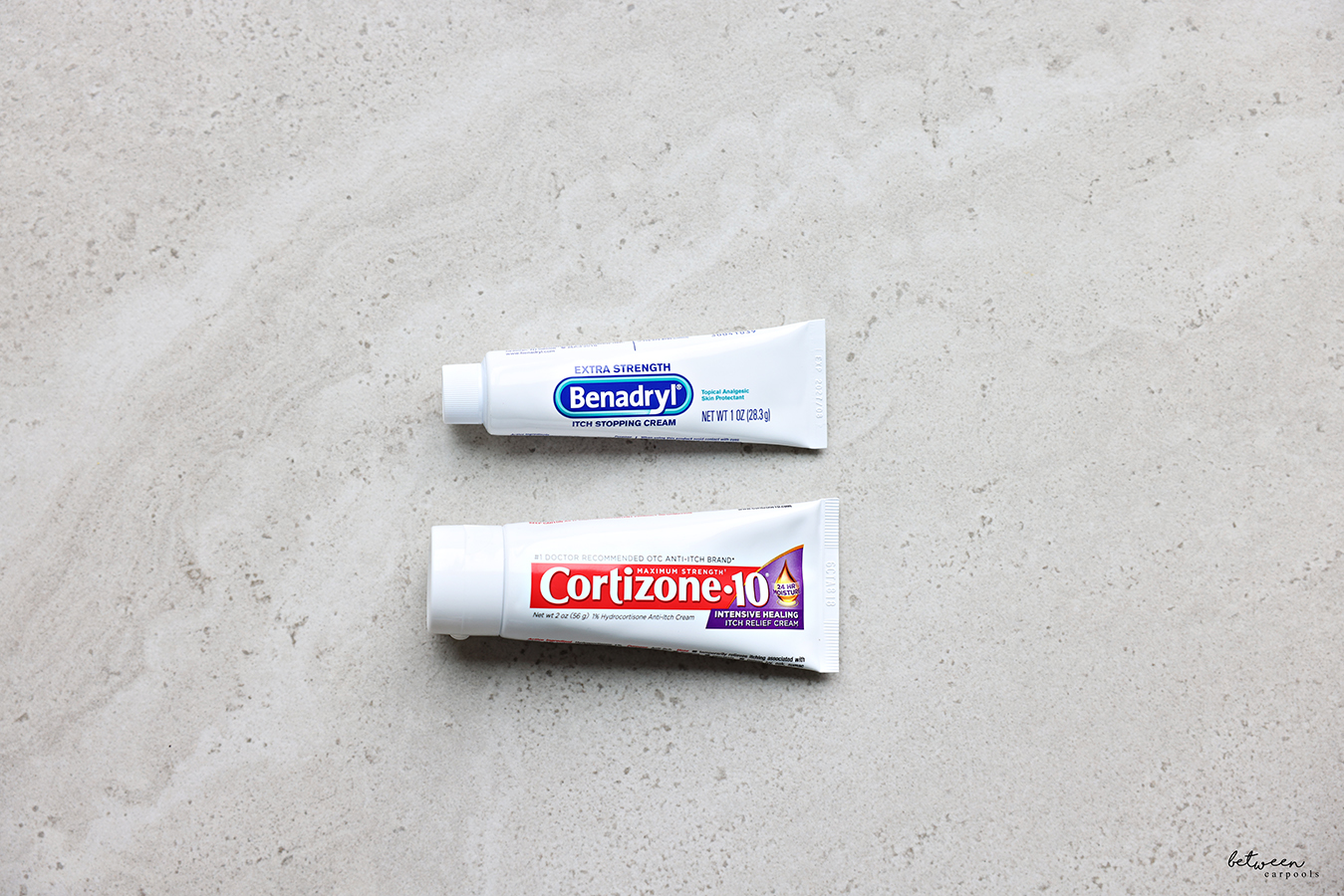 Benadryl and Cortizone Itch Stopping/Relief Creams.