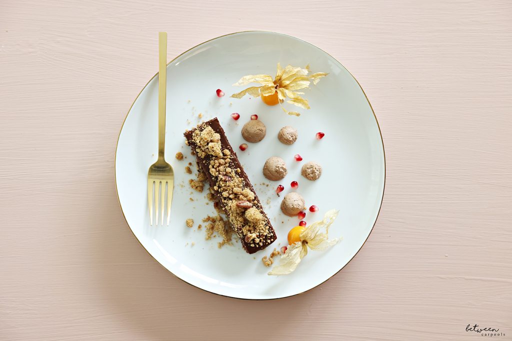 Pecan Crunch Brownie with Praline Cream
