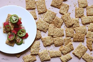Sesame Seed Sourdough Discard Crackers